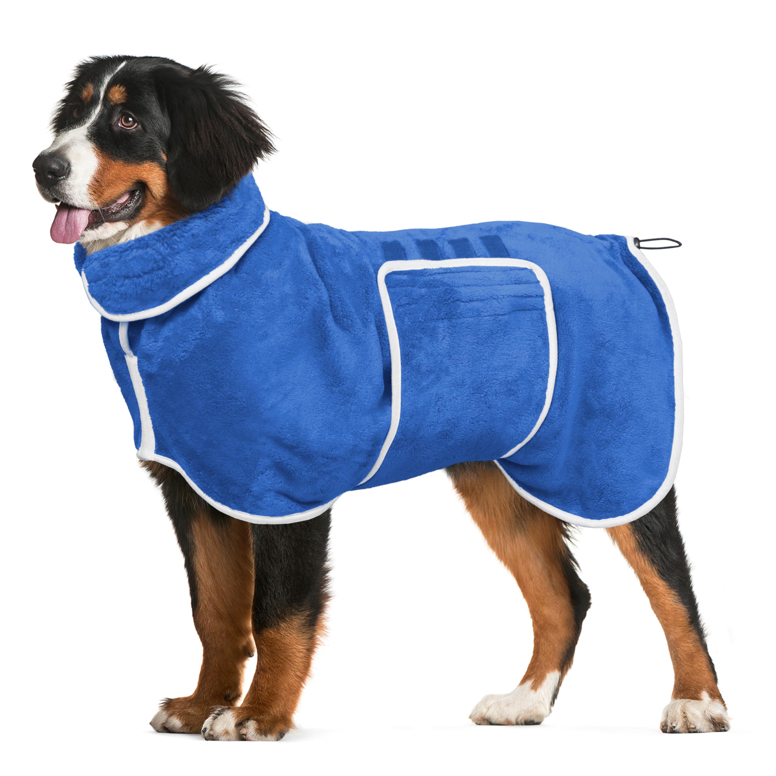 Dog Bathrobe Towel Dog Drying Coat - Super Absorbent Towels Bath Robe for Dogs Large, Soft Adjustable Collar & Belly Strap Fast Drying Coat Pet Cat