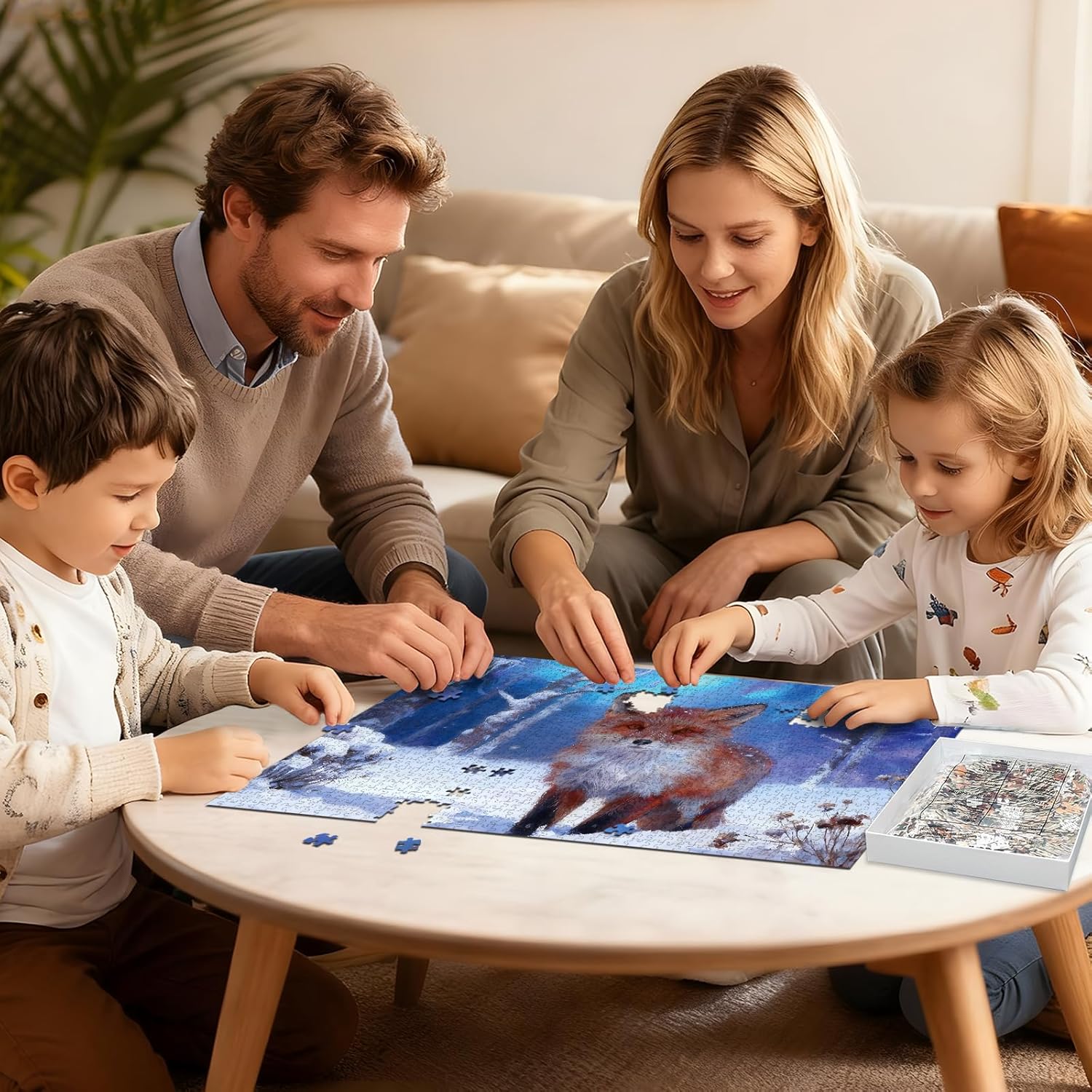 Puzzles for Adults 1000 Piece Jigsaw Puzzles with Letters on Back Puzzle Fun Gift Impossible Puzzles Fox in the Snow No Dust Family Decoration Gifts for Women Men(27.56x19.7 Inch)