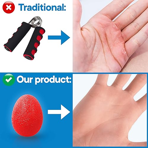 Miniatura 8 de RMS Paquete de 4 pelotas de ejercicio de mano, kit de terapia física y ocupacional para fortalecer el agarre y reducir la rigidez, ejercitador de