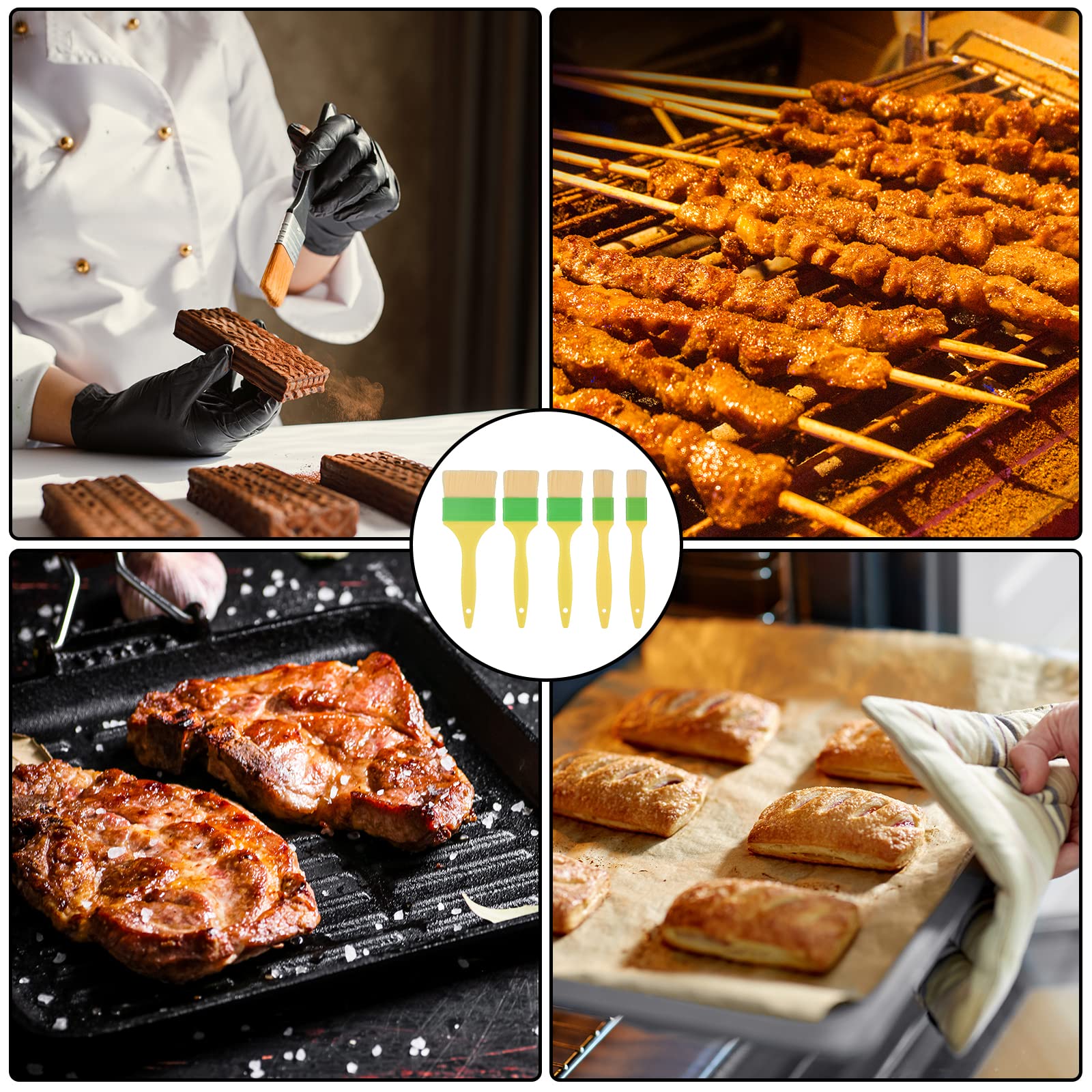5 Pezzi Pennelli per Pasticceria, Multifunzionale per Alimenti, Olio, Burro, Salsa, Liquido per Uova, Spazzola per Barbecue, Cucina e Accessori