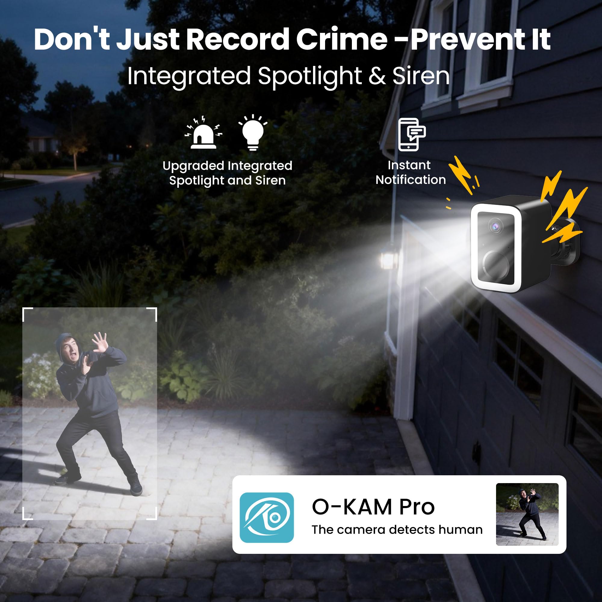 2026 Upgraded 2K Security Cameras Wireless Outdoor, AI Motion Detection & Spotlight Siren Alarm, Outside Battery Powered Camera for Home Security, Full-Color Night Vision, Support WiFi 5G & 2.4G — view 3