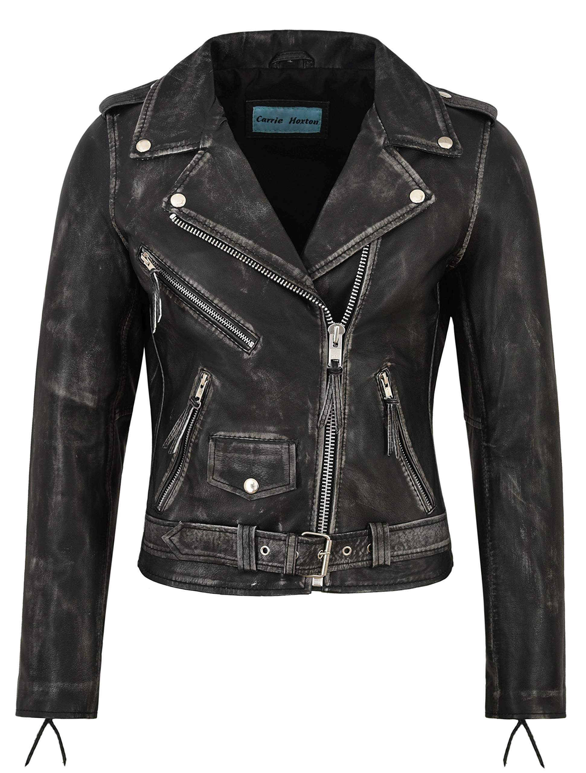 Ladies Brando Leather Jacket Black Vintage Napa Casual Fashion Biker Style MBF
