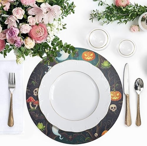 Miniatura 5 de Cute Ghosts Print Round Table Placemats, Heat Resistant Non Slip Place Mat Washable for Kitchen one sizex1