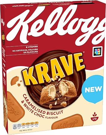 Kellogg's Krave Caramelised Biscuit & White Chocolate Breakfast Cereal 375g