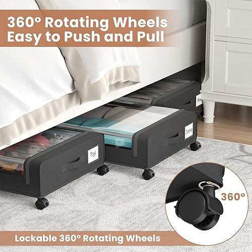 Miniatura 3 de Contenedores de almacenamiento debajo de la cama con tapa transparente, almacenamiento grande debajo de la cama con ruedas, contenedores de 6.22