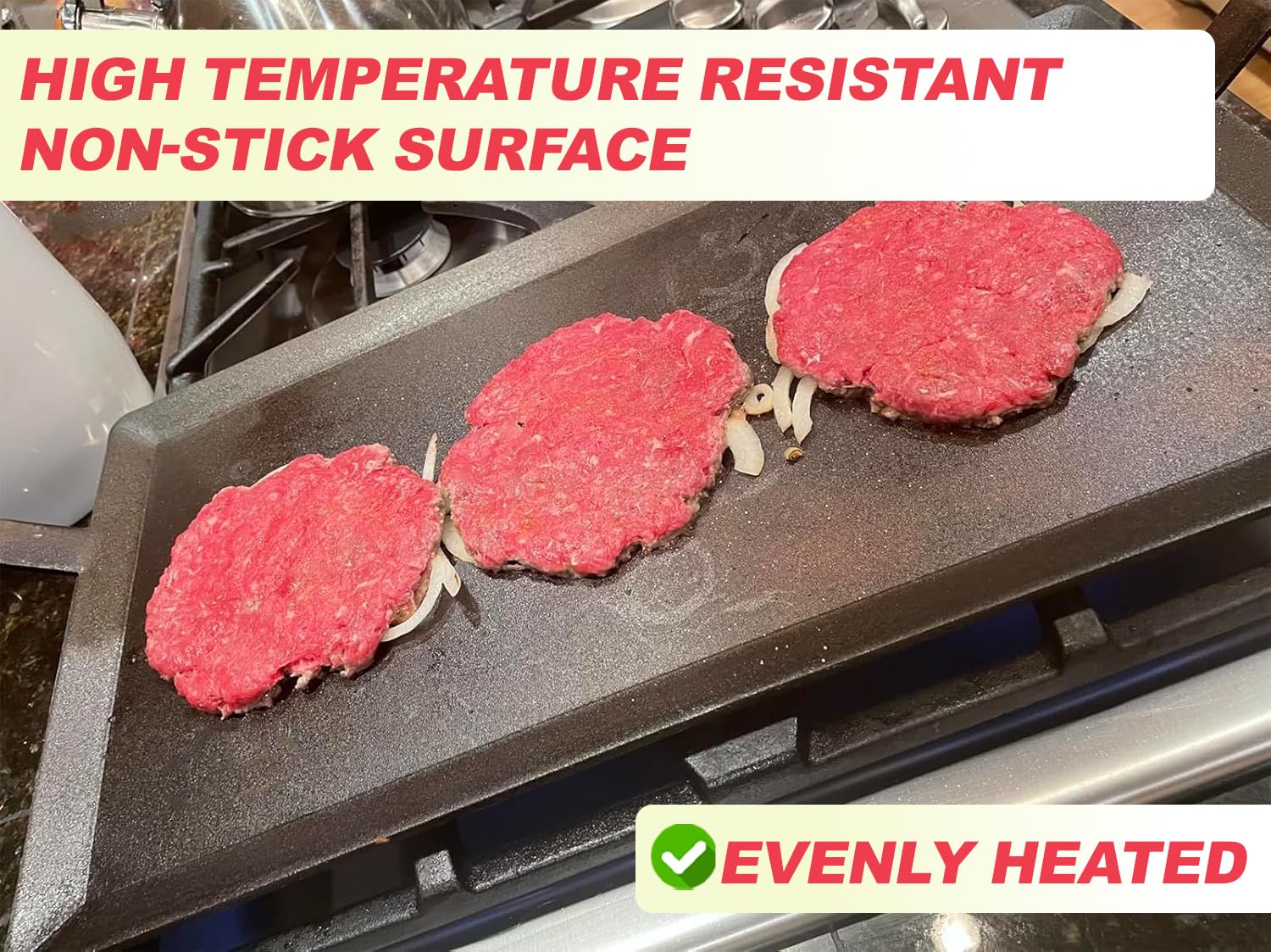 Plancha universal de acero al carbono para parrilla de gas, sartén para estufa, horno de estufa versátil, placa de inducción, placa superior plana para Charbroil, etc. Parrilla de gas y carbón de 24 x 2