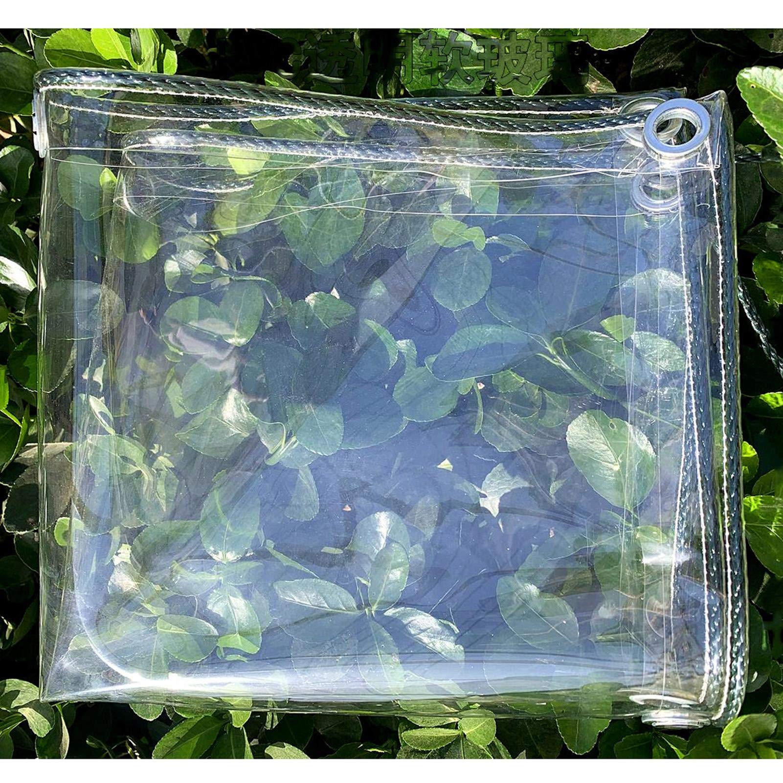 Fengshouu Dekzeil, pvc, waterdicht, transparant, met ingestanste ringen, weerbestendig, slijtvast, opvouwbaar, 0,35 mm, regenbescherming, dekzeil voor tuinmeubelen, planten, kas, hondenhok, 1 x 6,5 m