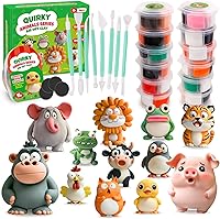 Kasfalci Air Dry Clay Kit for Kids 4-12: 12 Animal Modeling Set with Tools, Tutorials & Magnets - Arts Crafts Toys