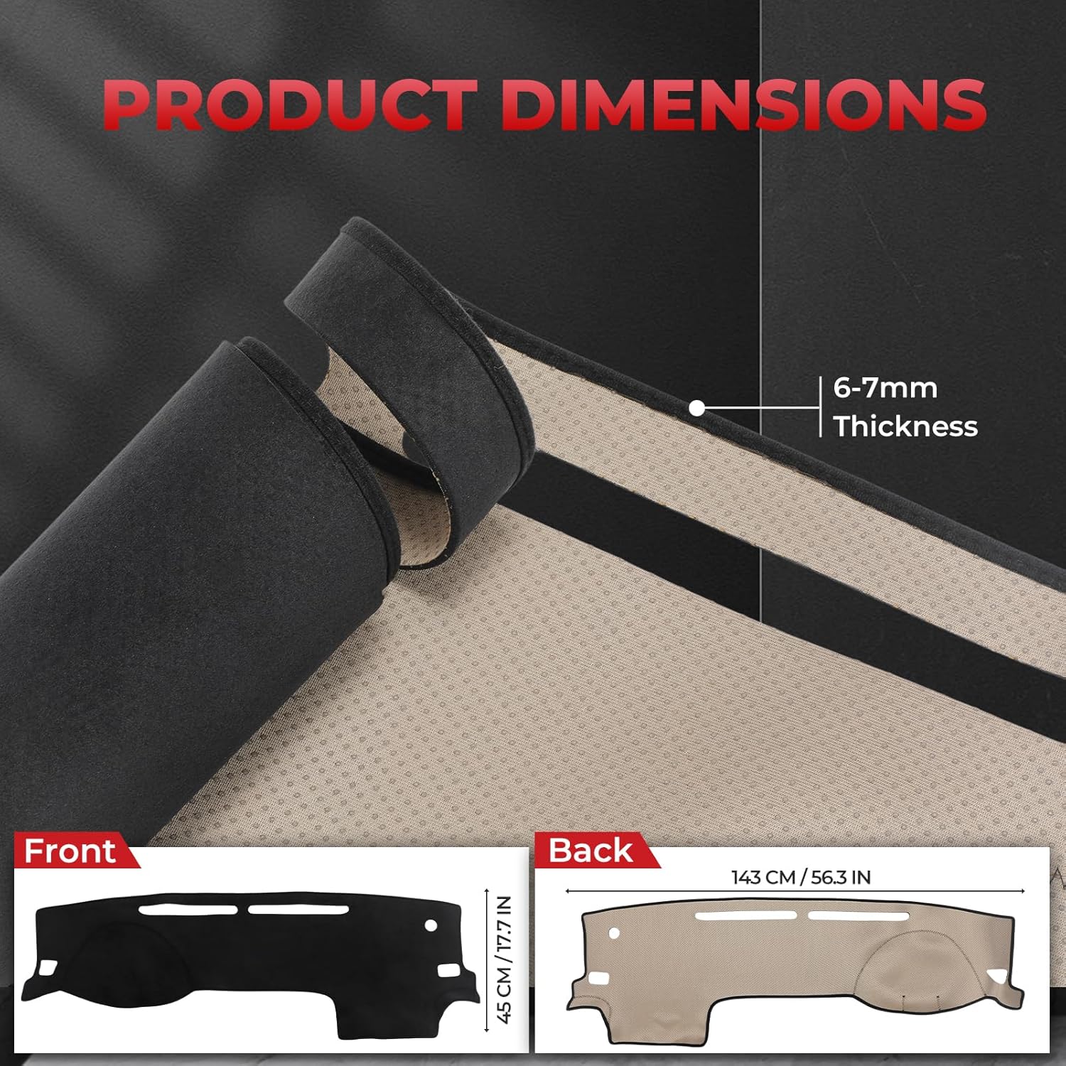 ACLONG Dashboard Cover Mat Fit for Toyota Tacoma 2016 2017 2018 2019 2020 2021 2022 2023 Flannel Non-Slip Dash Cover, Anti-Glare Sunshade UV Resistant Dashboard Protector Mat Pad