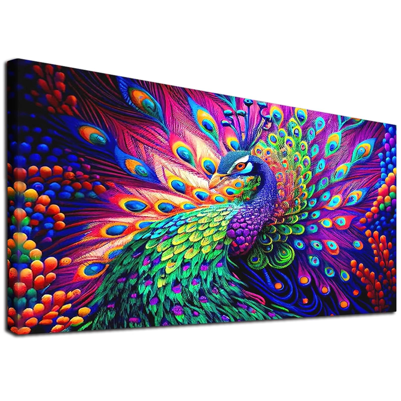 JATOK Large Diamond Art Kits Adults, Peacock Diamond Painting Kits for Adults Beginners, DIY Full Round Drill Gem Art Crafts Home Wall Decor Relax Gifts, 40x70cm/15.7x27.5in