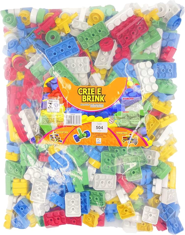 Kit Com 504 Peças Blocos De Montar Crie e Recrie Coloridas original - Gravo Brink