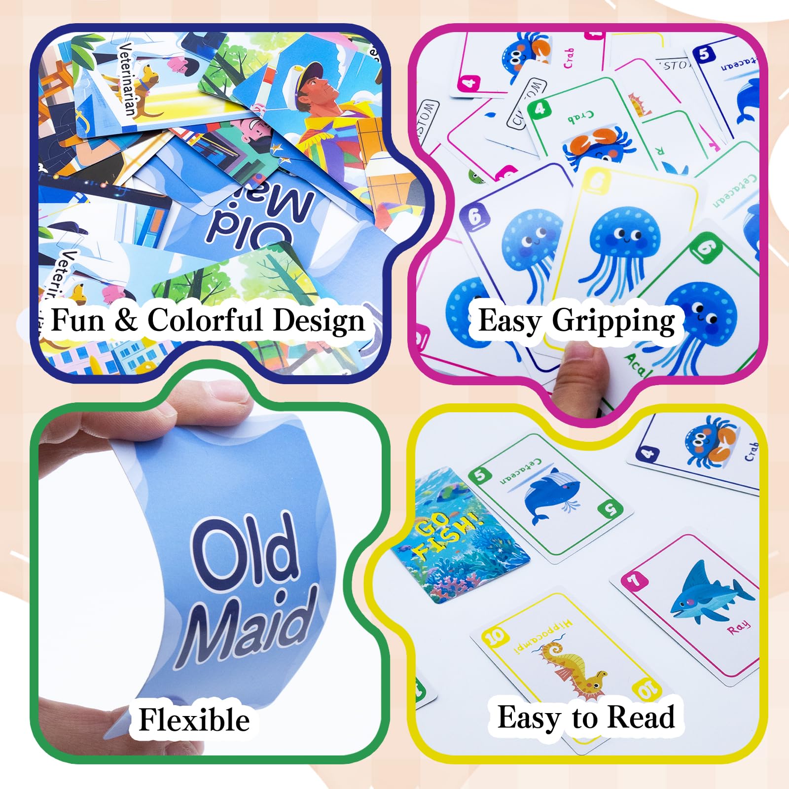 BKBNSJ 2 Decks Old Maid Card Game, Go Fish Card Game, Go Fish Cards, Old Maid Cards, Animal Playing Cards, Family Party Games - Image 3