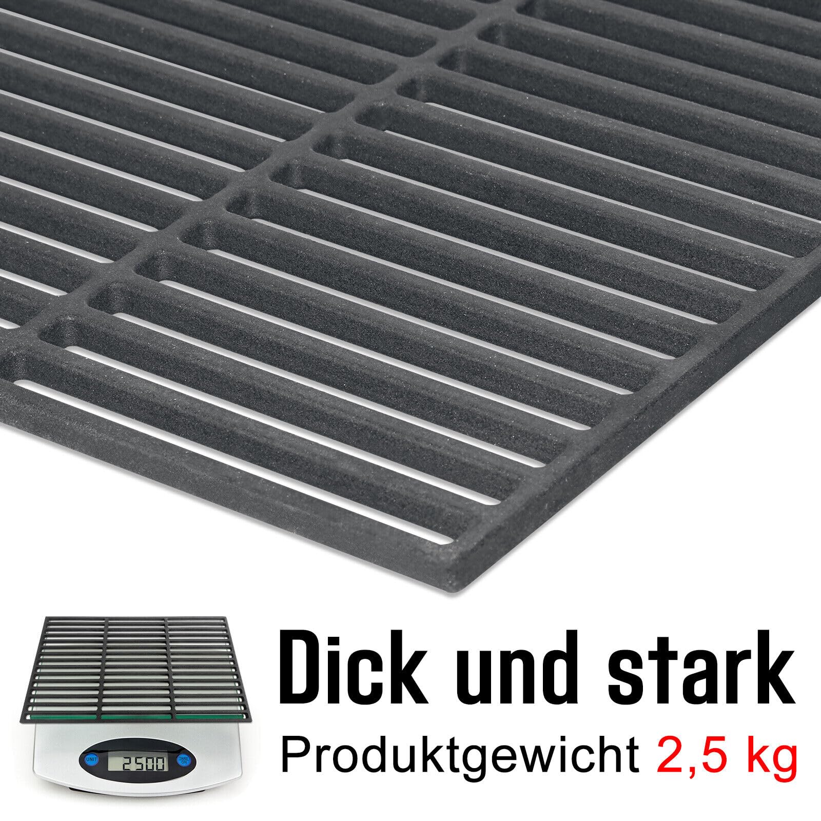 YRHome Set di 2 griglie di ricambio in ghisa smaltata, per barbecue, a carbonella, a gas, 42 x 28 cm