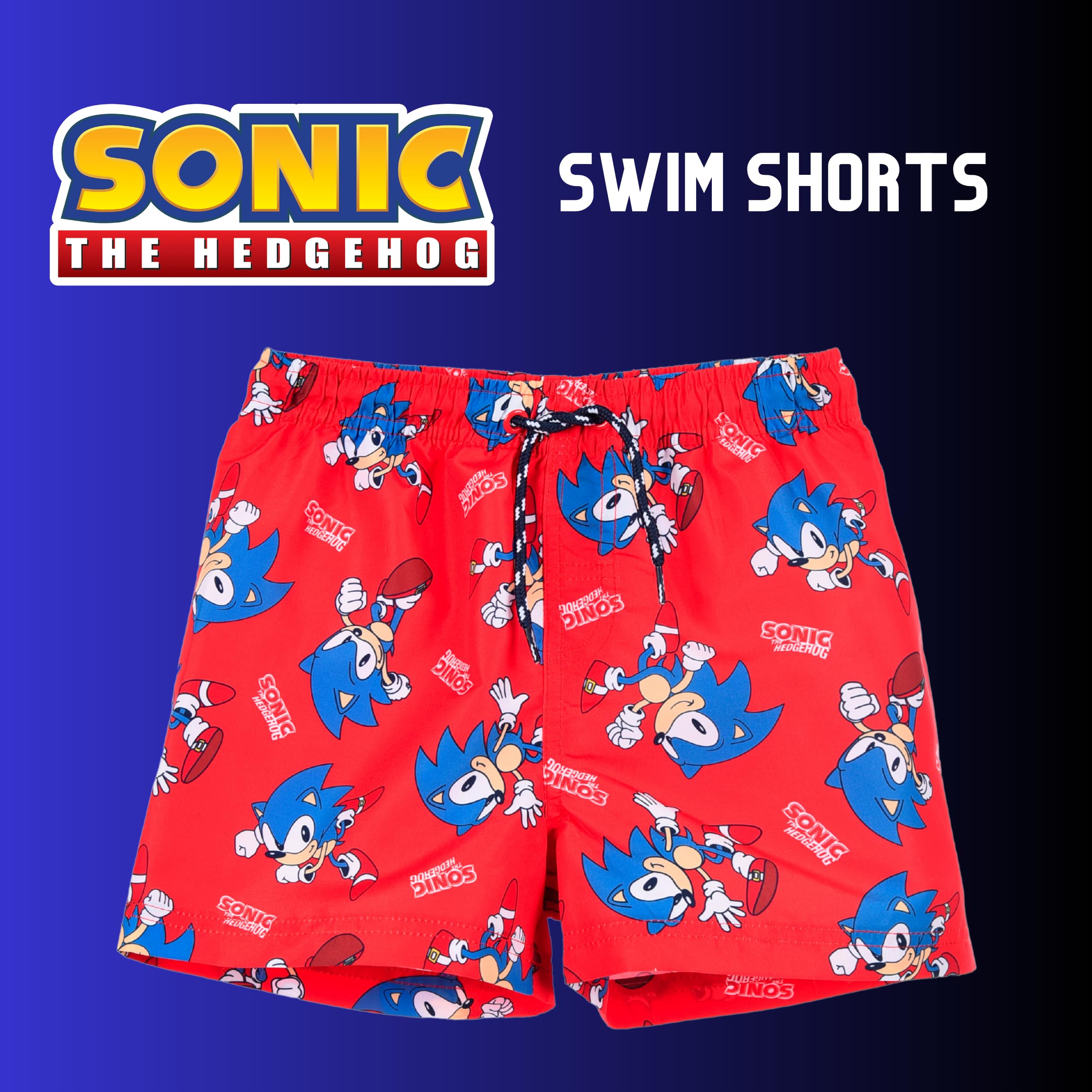 Sonic The Hedgehog Bermuda per Ragazzi, Pantaloncini da Bagno Estivi, Costumi da Bagno per Bambino, Taglie 4 a 10 Anni