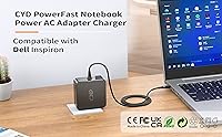 Vista 2 de CYD Cable de alimentación para laptop de 45 W, 19.5 V, 2.31 A, compatible con cargador de laptop Dell Inspiron 13 5368 5378 7352 7353 7359 7368 7378