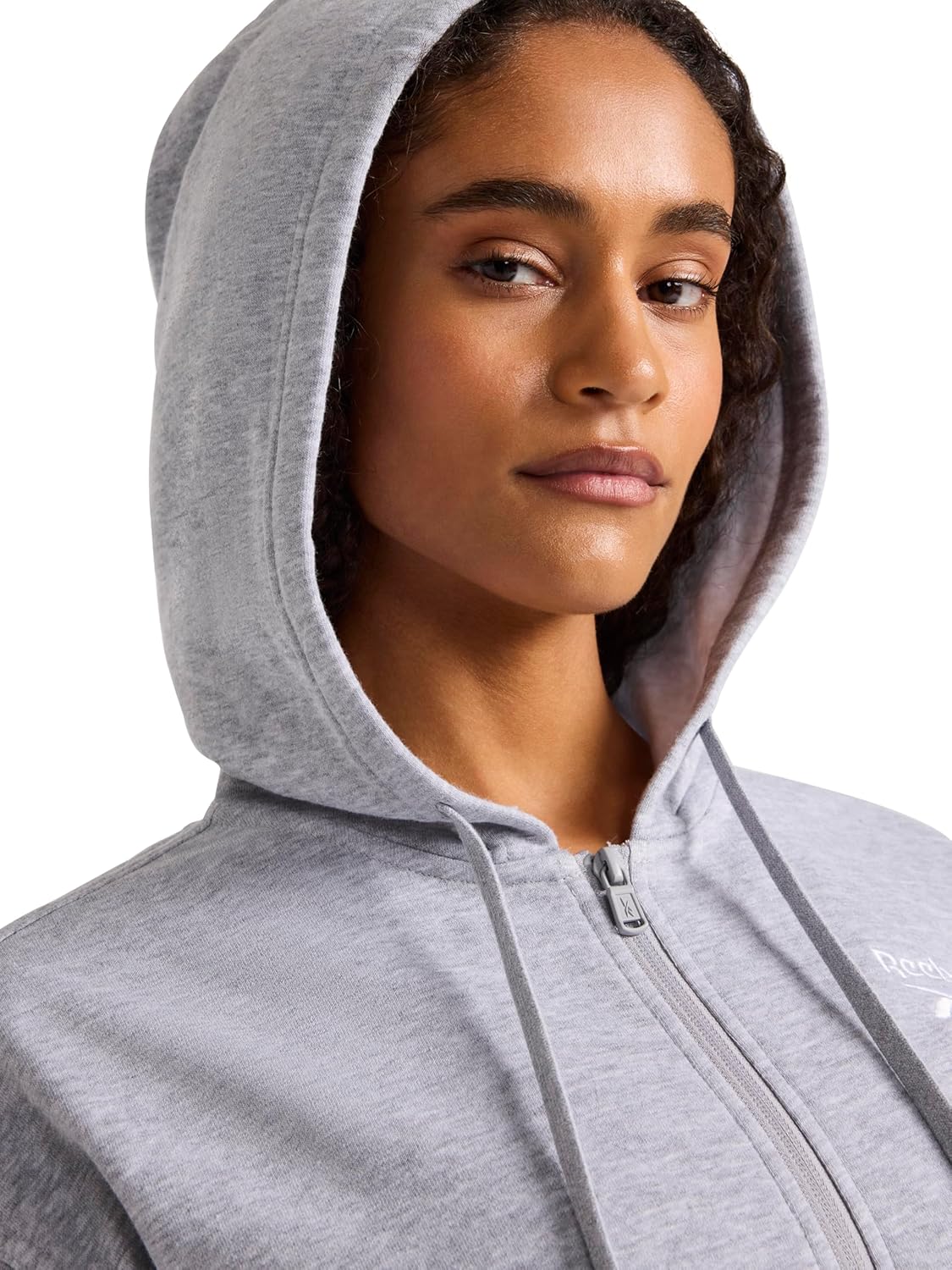 Reebok womens Embroidery Full-zip Hoodie, Standard Fit, Midweight Cotton-poly Fabric - Image 4