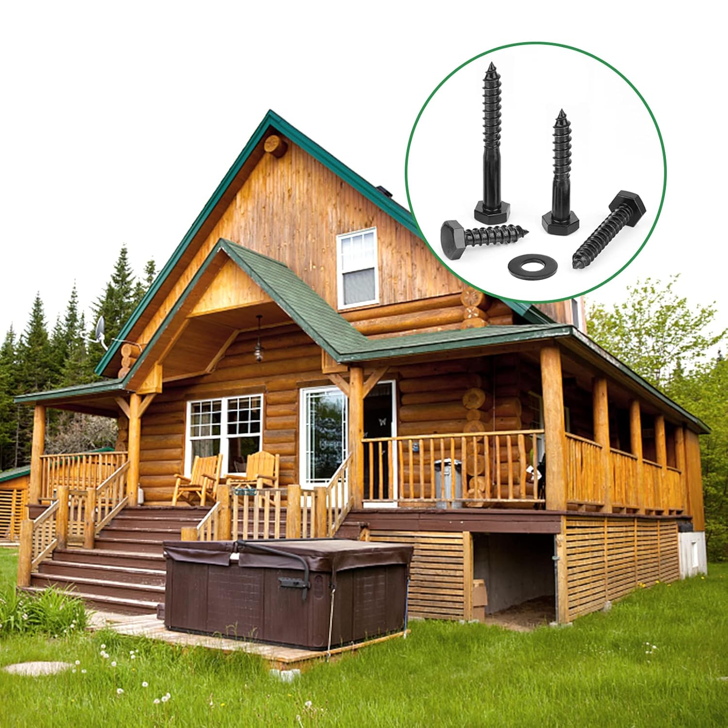 FOLIV 1/4” Hex Lag Bolts,137PCS 304 Stainless Steel 18-8, Black Oxide, Heavy Duty Hex Lag Bolts for Wood Lag Screws Washer Assortment Kit, Length from 1" to 3": Industrial & Scientific