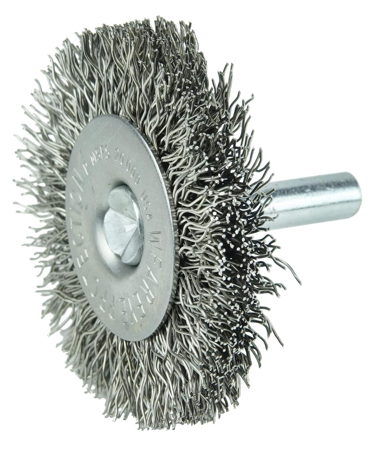 Weiler 17975 2" Stem-Mounted Crimped Wire Radial Wheel, .014" Stainless Steel Fill, 1/4" Stem, Made in the USA (Pack of 10)