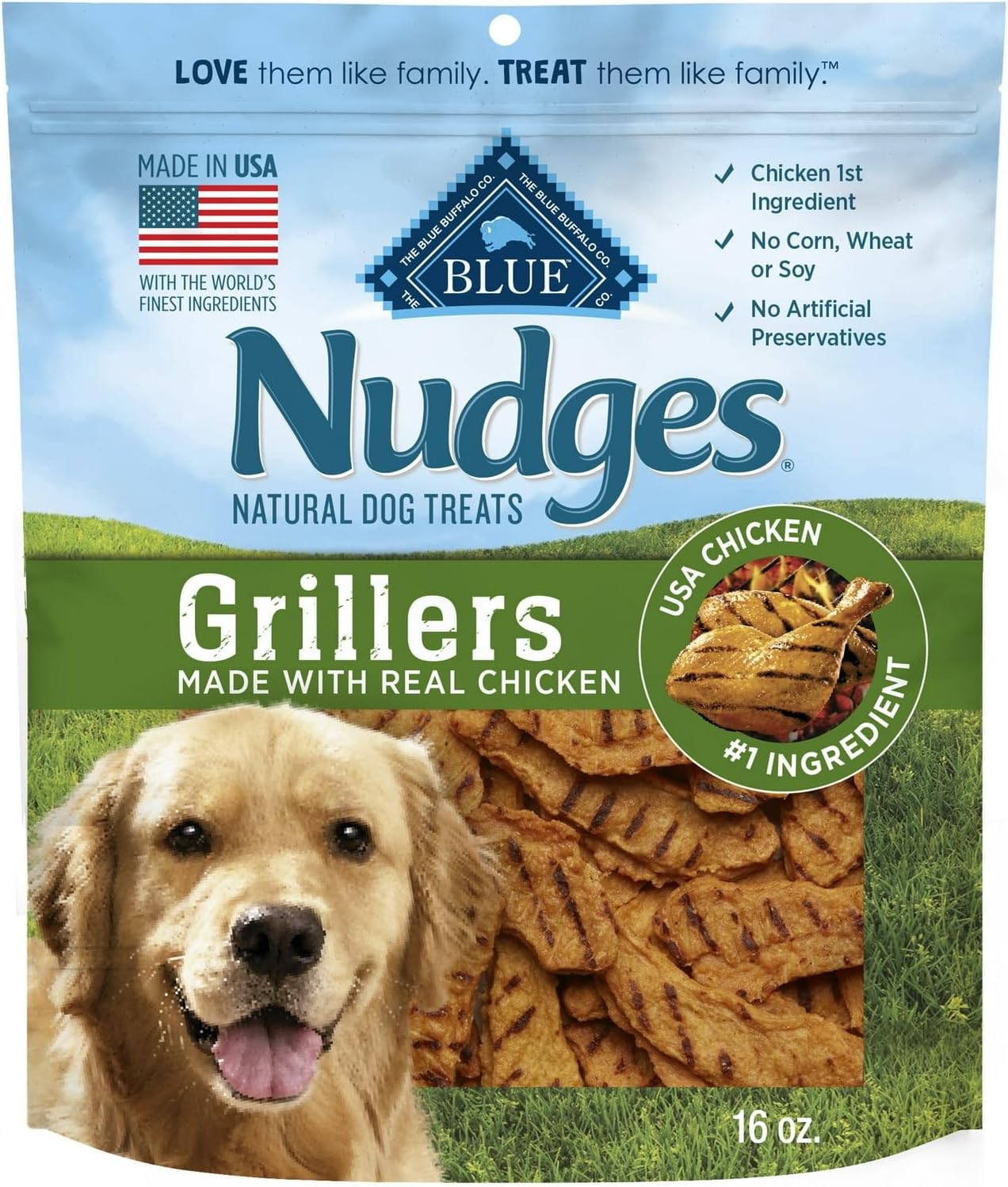 Nudges Grillers Natural Dog Treats Made with Real Chicken, 16-Oz. Bag, Made with Real Chicken for A Taste Dogs Just Can't Resist