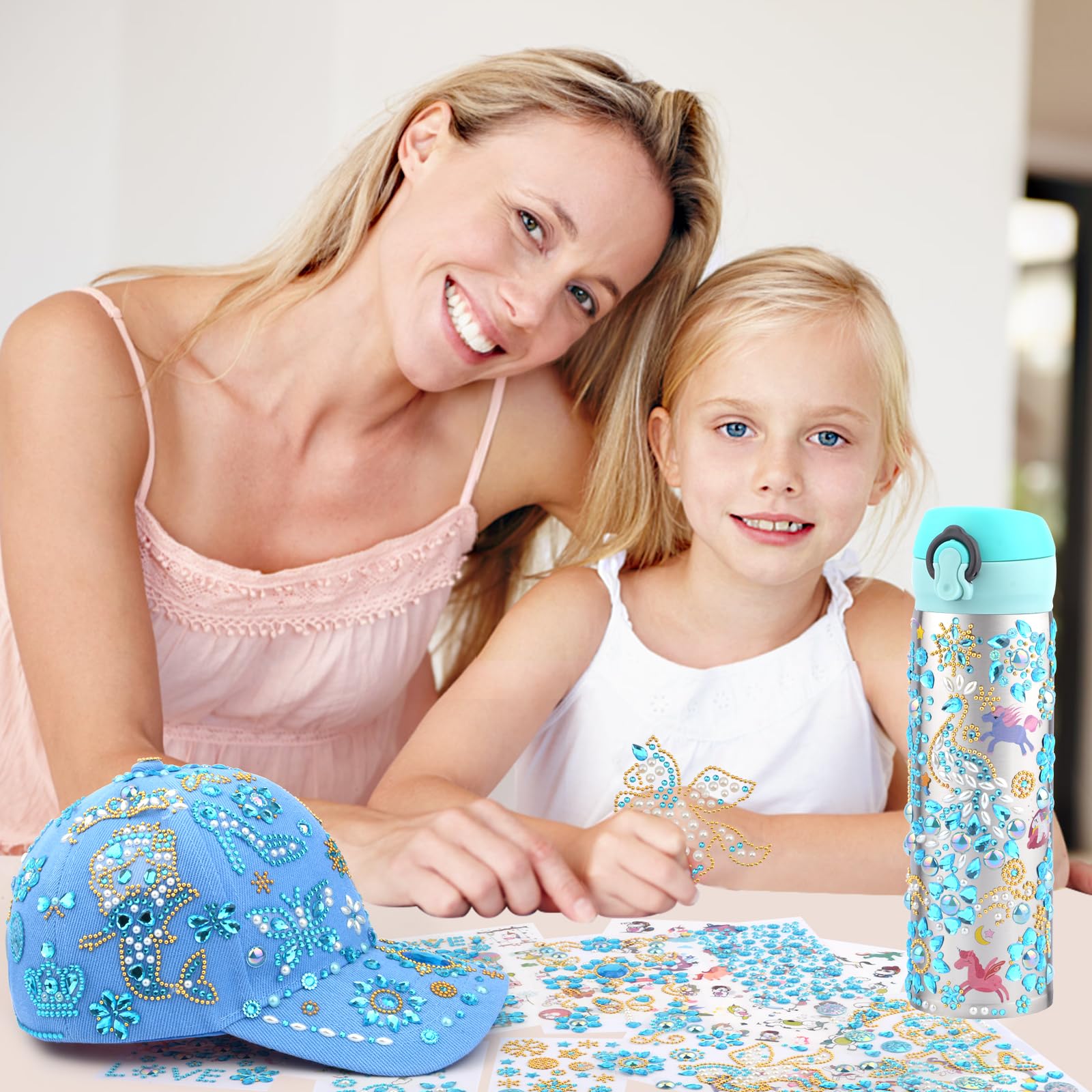 BEYAOBN Cadeaux Pour Filles DIY Casquette De Baseball Et Bouteille D Eau Kit De Bricolage Pour Enfants Avec Sticker Licorne Strass Retour A L Ecole Anniversaire Cadeau Filles 4 12 Ans Violet