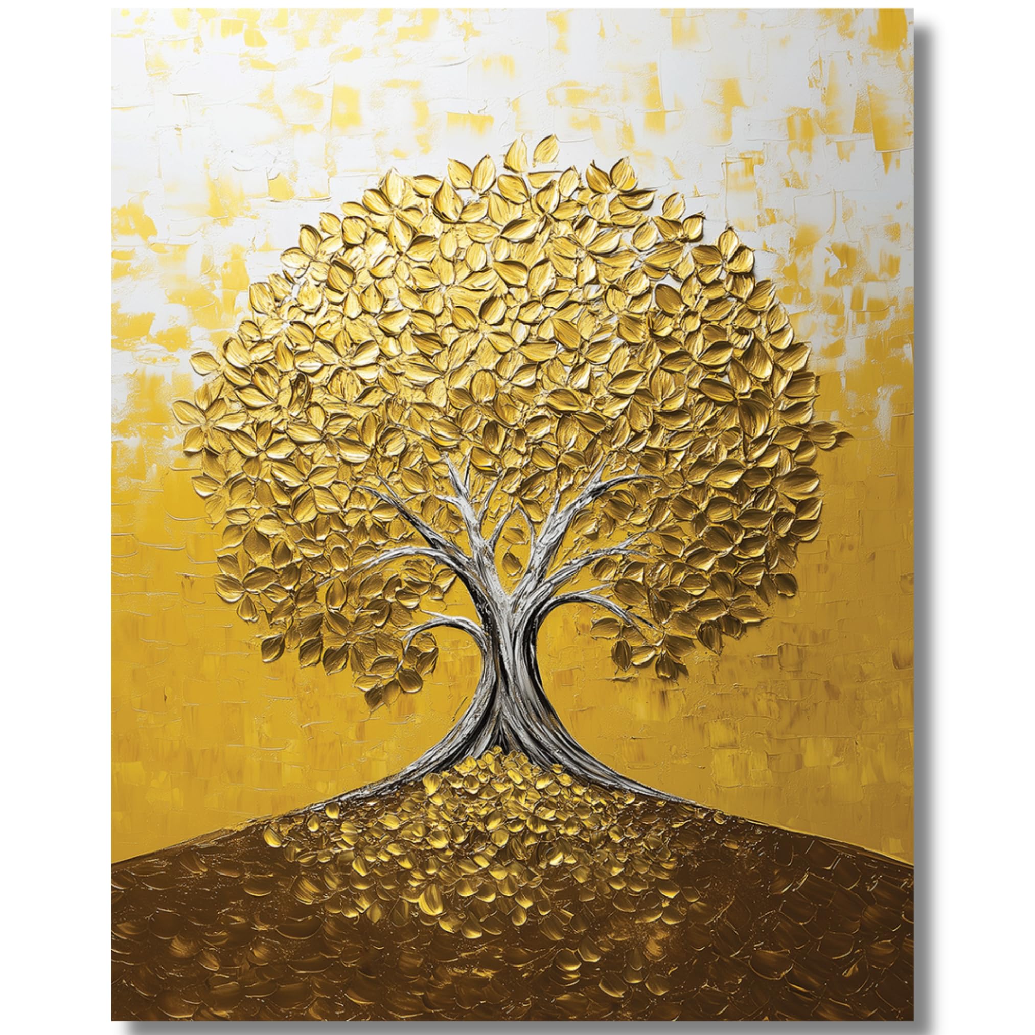 Viventiq golden tree painting for vastu [without frame] | money tree painting | for living room | only rolled canvas in 20 inches width by 25 inches height