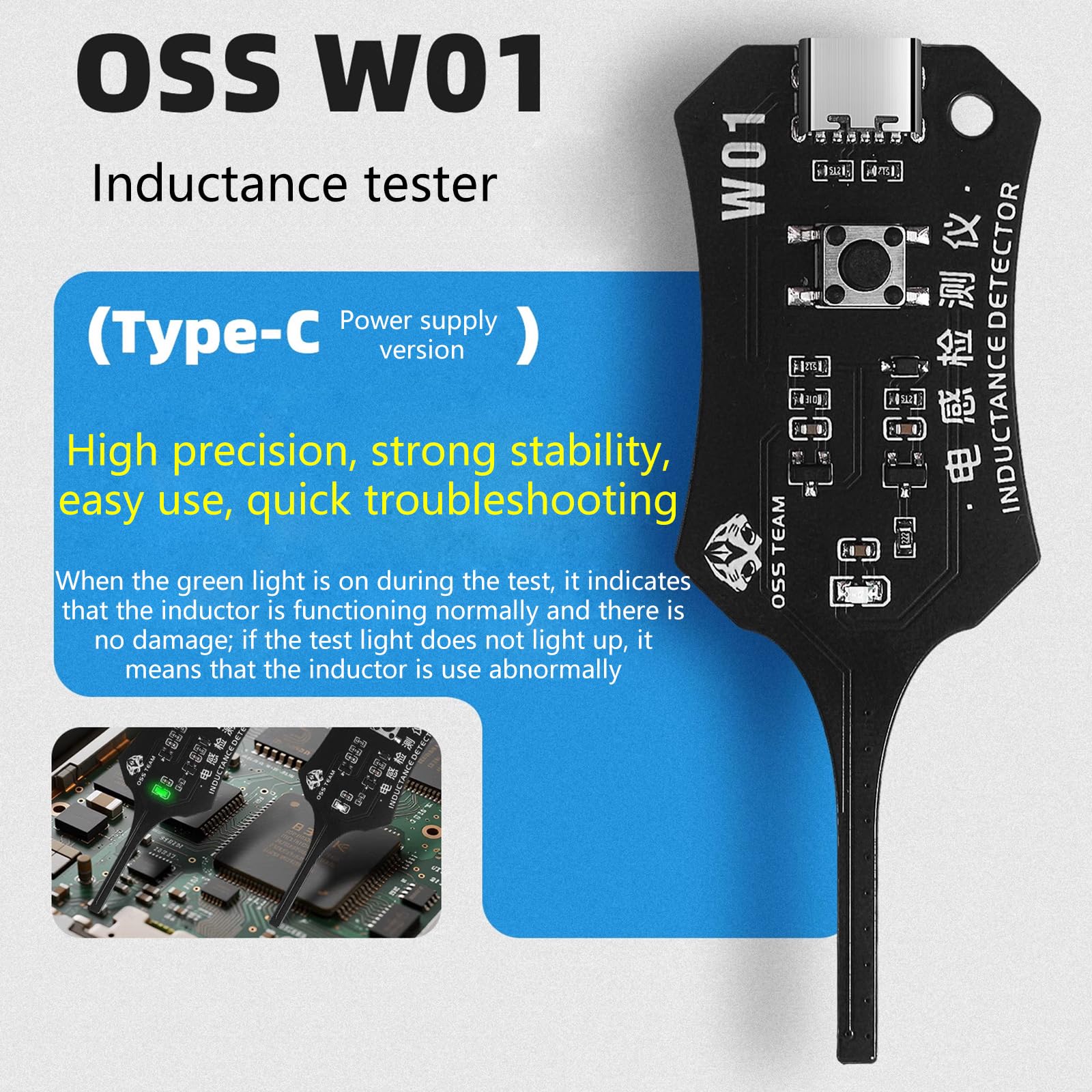 Tester universale di induttanza W01 Rilevatori induttori con costruzione compatta e capacità di rilevamento immediato dei guasti Rilevatori di induzione elettromagnetica