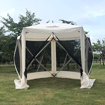 THUNDERBAY Pop-Up Portable Screen Tent, 5-Sided Hub Gazebo, 4 Person Screen House, Easy Install Canopy