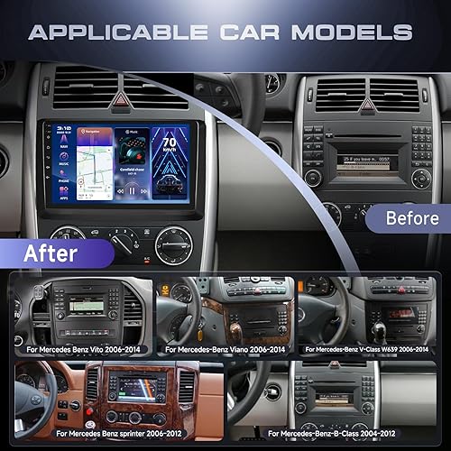 Miniatura 3 de Estéreo de coche Android para Mercedes Benz W169 W245 B160 B170 B180 B200 W639 Vito Viano W906 Sprinter, 9 pulgadas pantalla táctil Bluetooth Radio