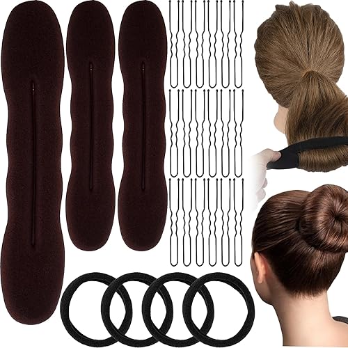 3 PCS Hair Bun Maker, 2 Size Sponge Hair Updo