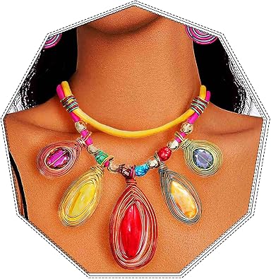 African Statement Choker Necklaces Pride Colorful Chunky Bib Collar Necklace Ethnic Indian Tribal Jewelry Set for Women