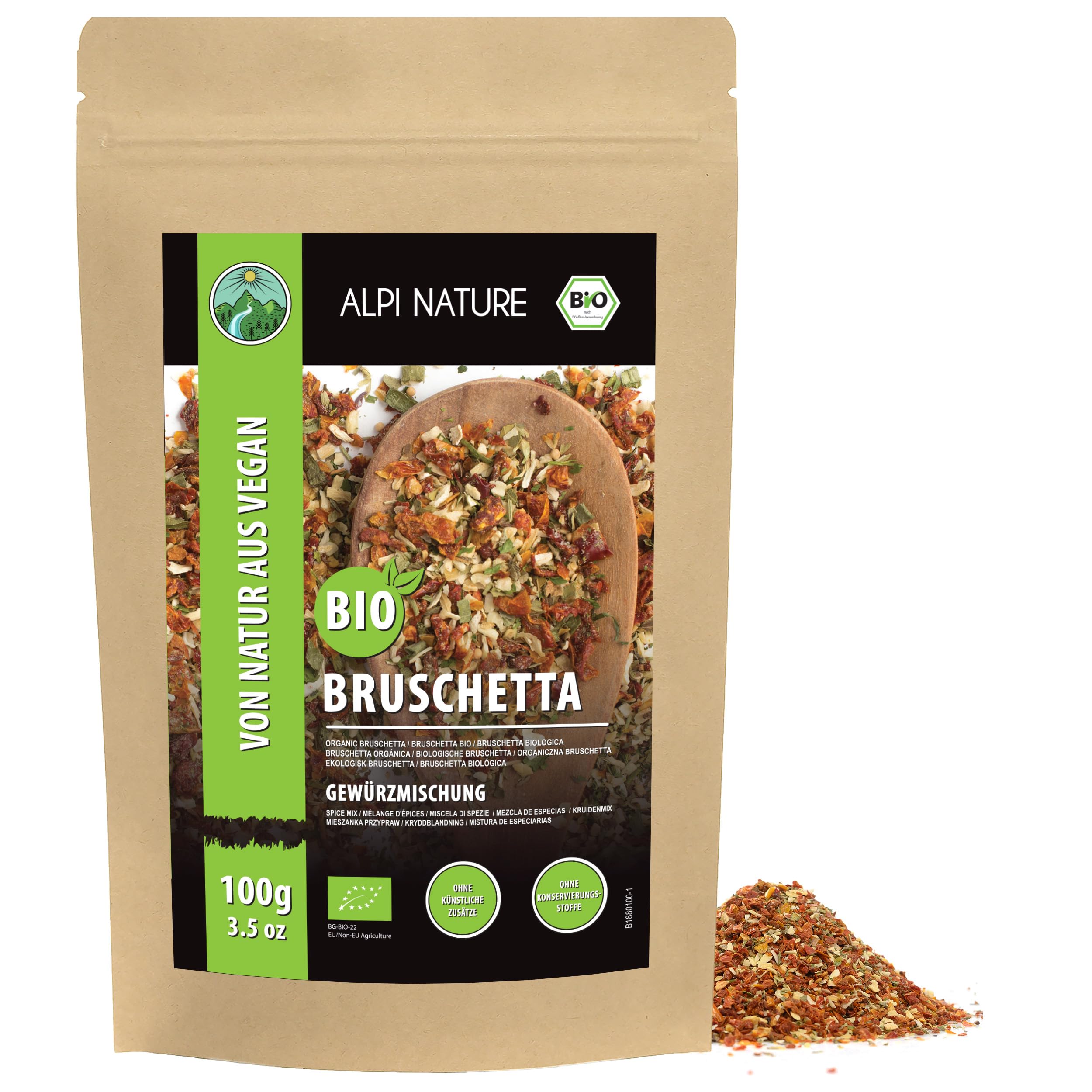 Alpi Nature Organic Bruschetta Hot Spice Mix 100g 3.5 oz, Italian Seasoning, Chilli Spice Mix