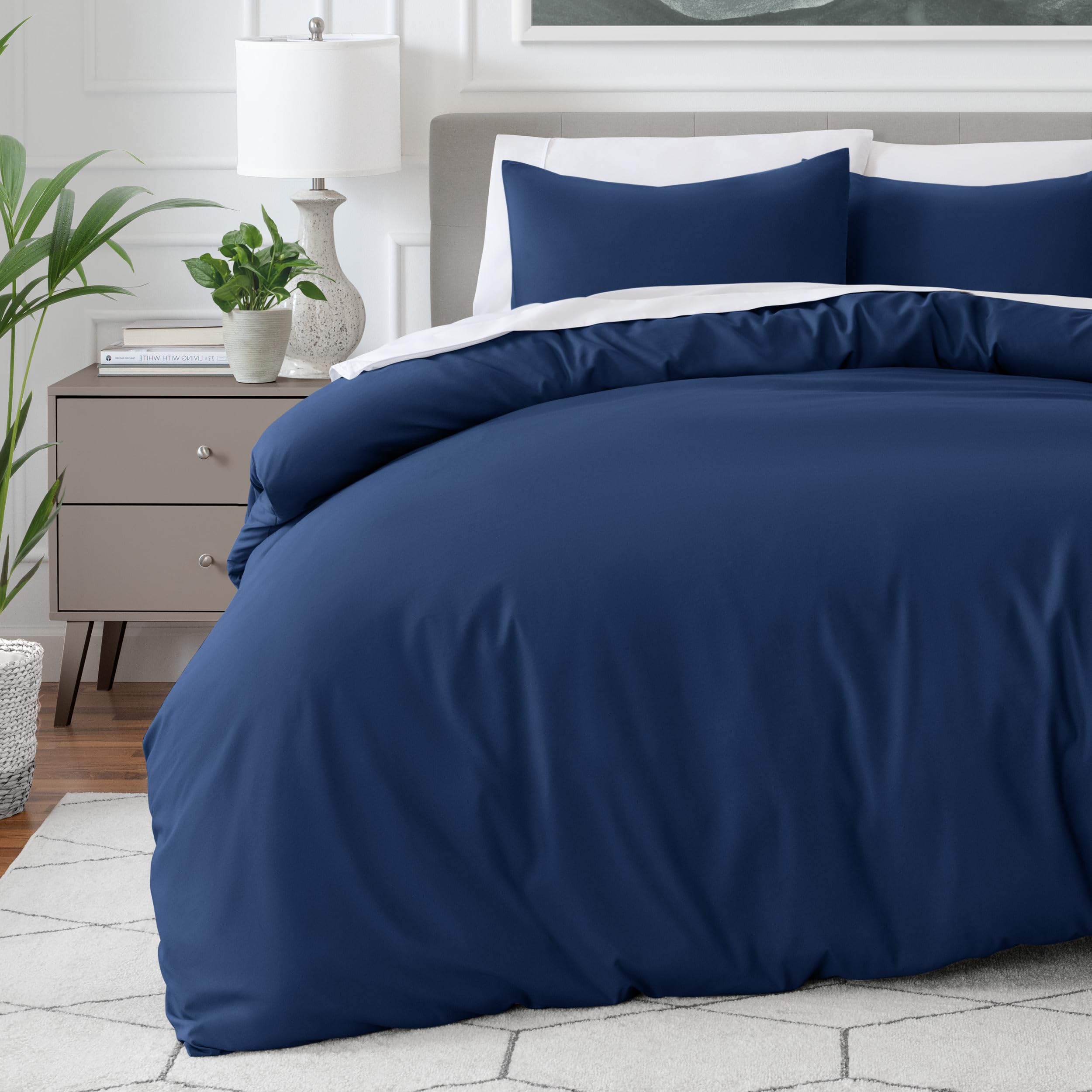 Copripiumino Matrimoniale HLC.ME Benji 3 Pezzi Blu Navy | Morbido E Leggero In Microfibra Ipoallergenica - 2