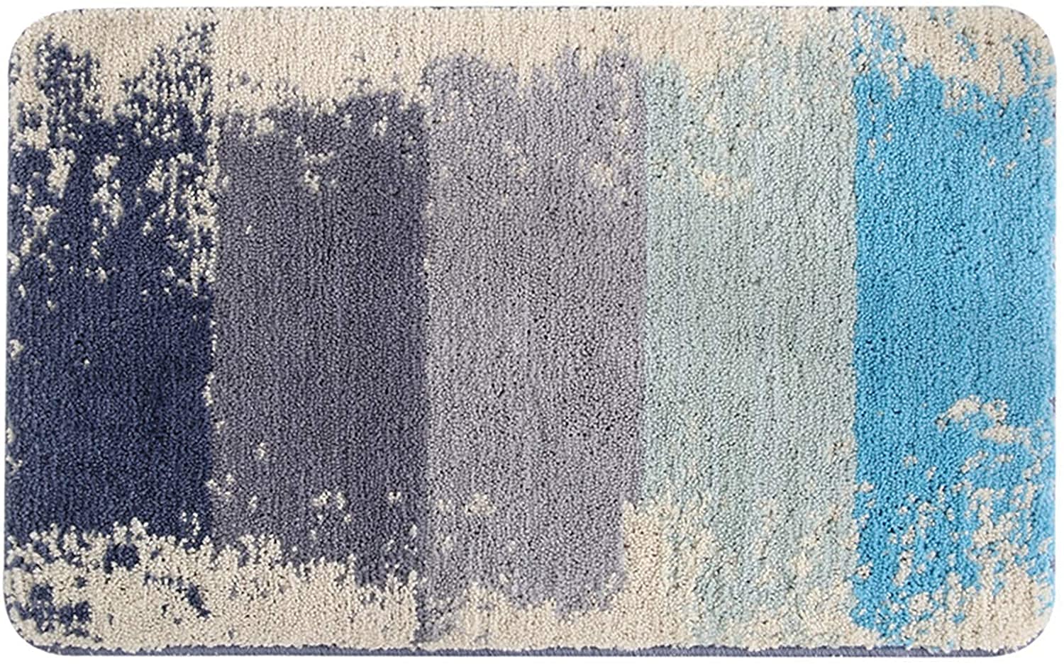 Tapis de bain microfibre bleu grand format antidérapant et absorbant