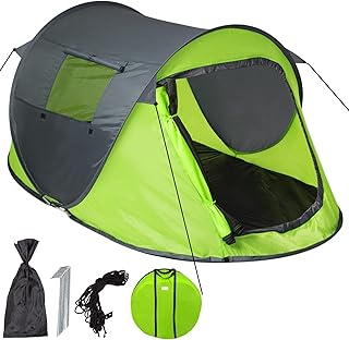tectake® Tente de Camping instantanée 2 Personnes avec Housse de Transport, Sardines, Cordes et Moustiquaire - Tente Pop up Randonnée Bivouac Camping Trekking - 1,5 Kg - Divers Coloris Disponibles