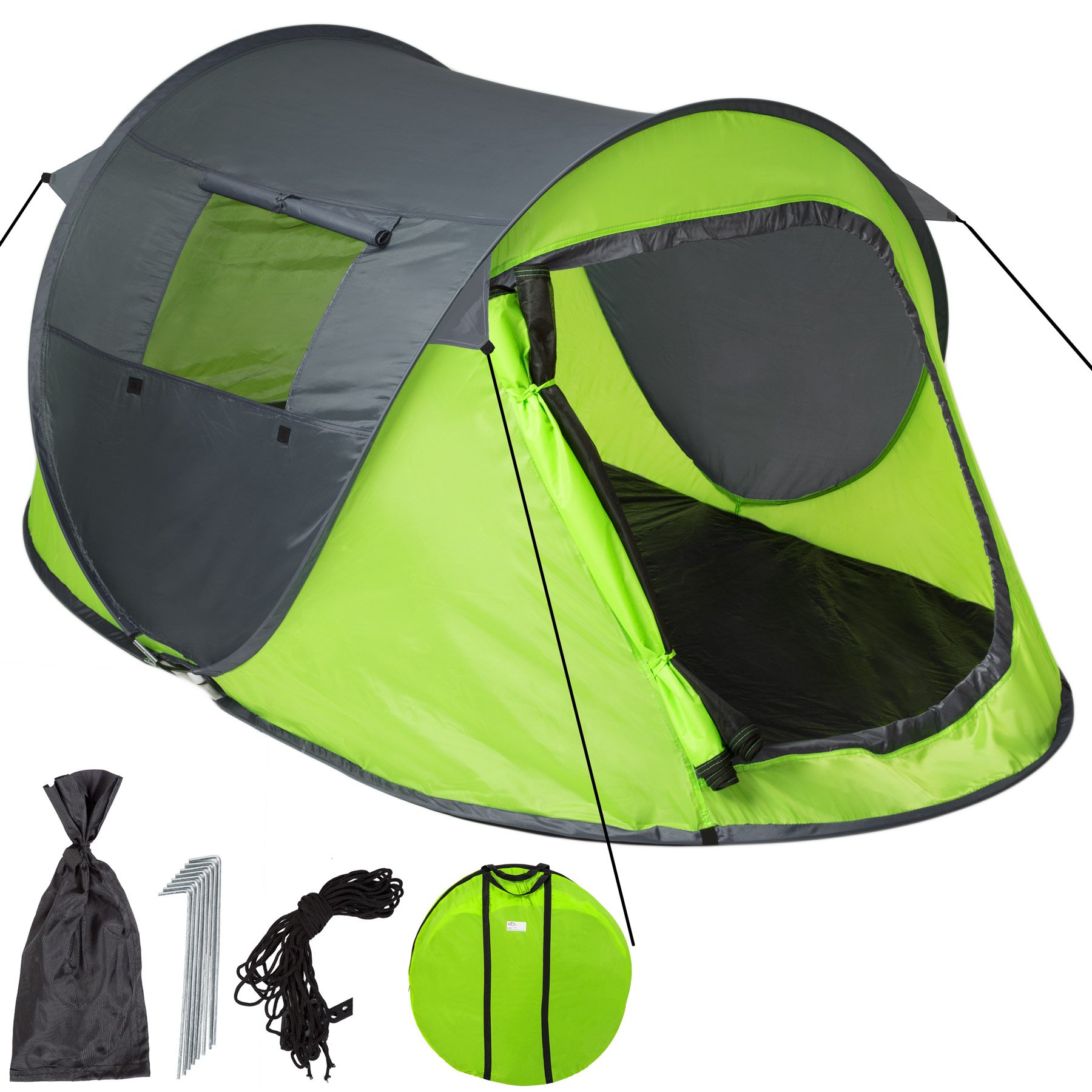 tectake® Tienda de Campaña para 2 Personas, Impermeable, Montaje Rápido, con Piquetas y Cuerdas Tensoras, Ideal para Camping, Senderismo, Acampada, Supervivencia