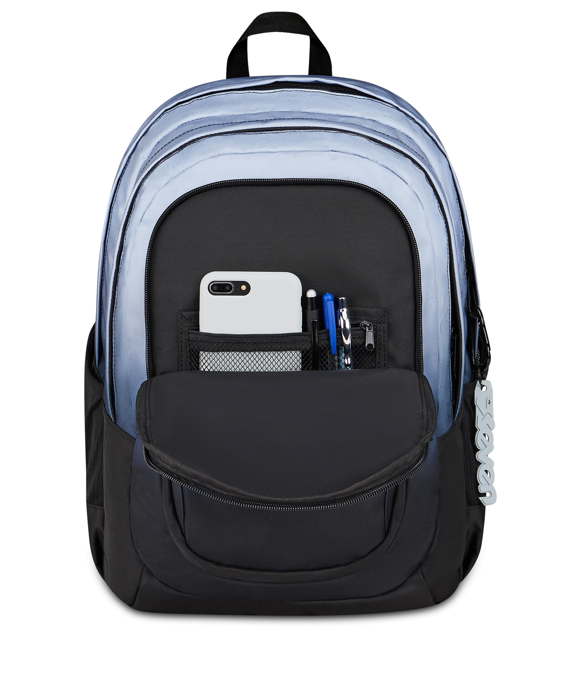 Seven Zaino Scuola SHADE TECH, Doppio Scomparto, Celeste, 29 L, Tasca frontale con zip, Tasca laterale portaborraccia, Scomparto Interno porta pc, Scuola media e superiore, Bambini, Ragazzi