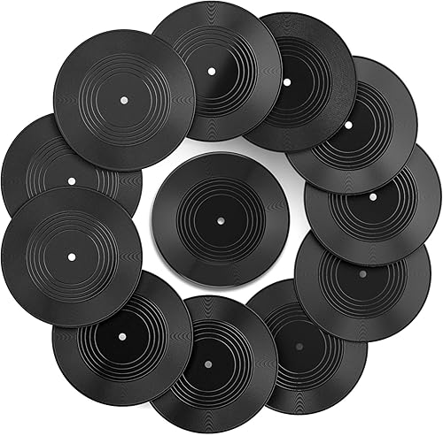 Facmogu 12 discos de vinilo en blanco, discos de vinilo falsos de 7 pulgadas, decoración para estética de pared, disco hip hop, rock, 70, 80, 90,