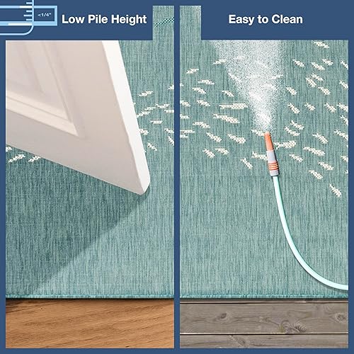 Miniatura 3 de Liora Manne Carmel - Alfombra tejida de perfil bajo y fácil cuidado para interiores y exteriores, diseño de escuela de peces, color aguamarina, 3