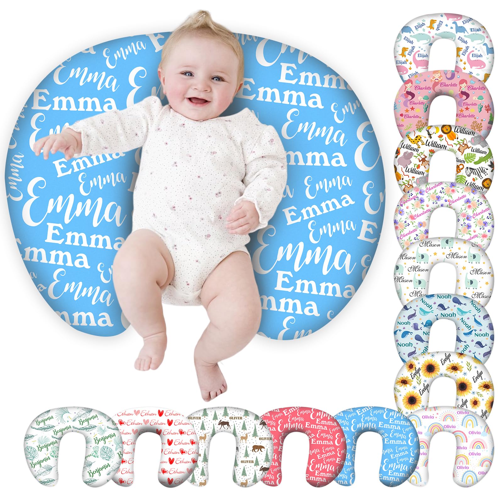 Personalized Baby Nursing Pillow Cover Custom with Name Customized Boy & Girl Gifts
