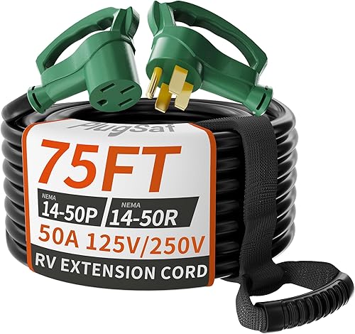 Miniatura 20 de Cable de extensión RV de 100 pies y 30 amperios para exteriores con mango de agarre, cable de alimentación STW de calibre 10/3 STW resistente al