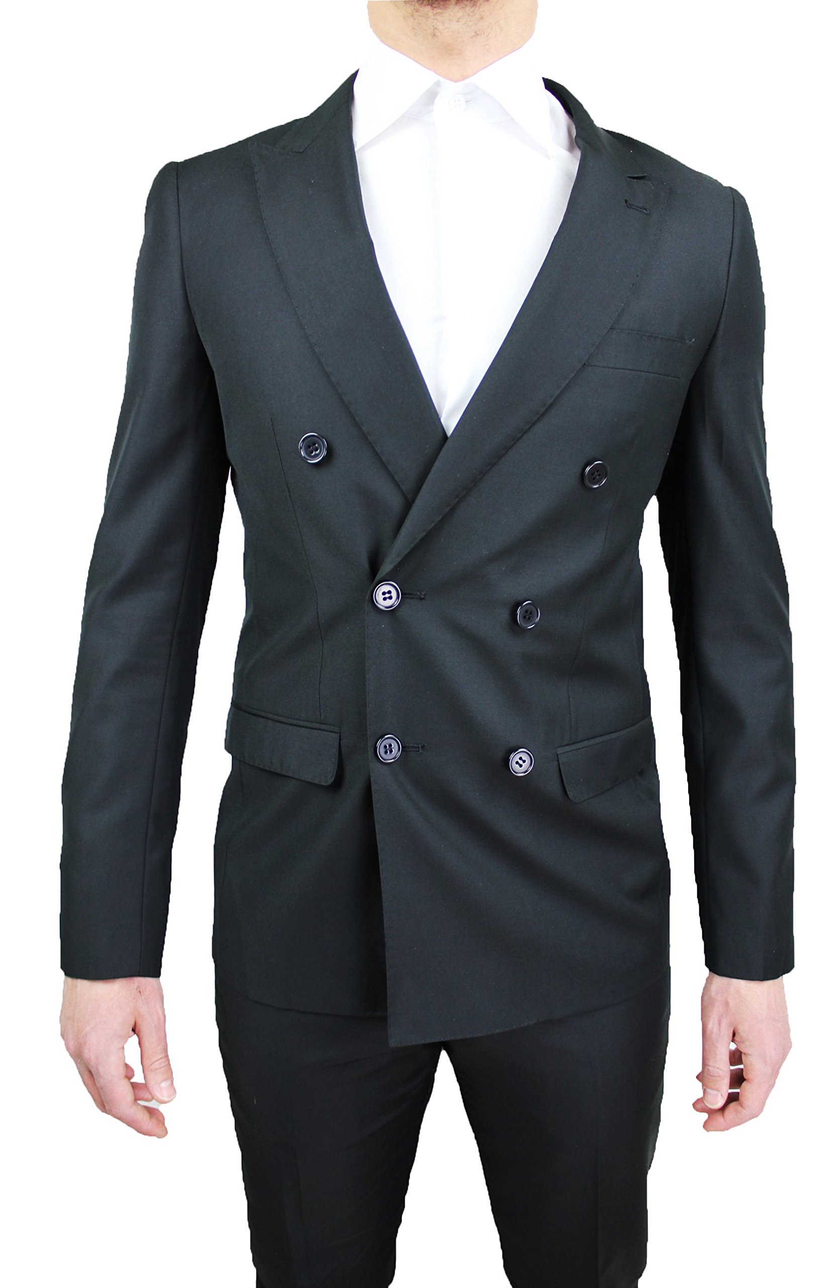 Abito Doppio Petto Cerimonia Uomo Sartoriale Completo Nero Doppio Petto Smoking