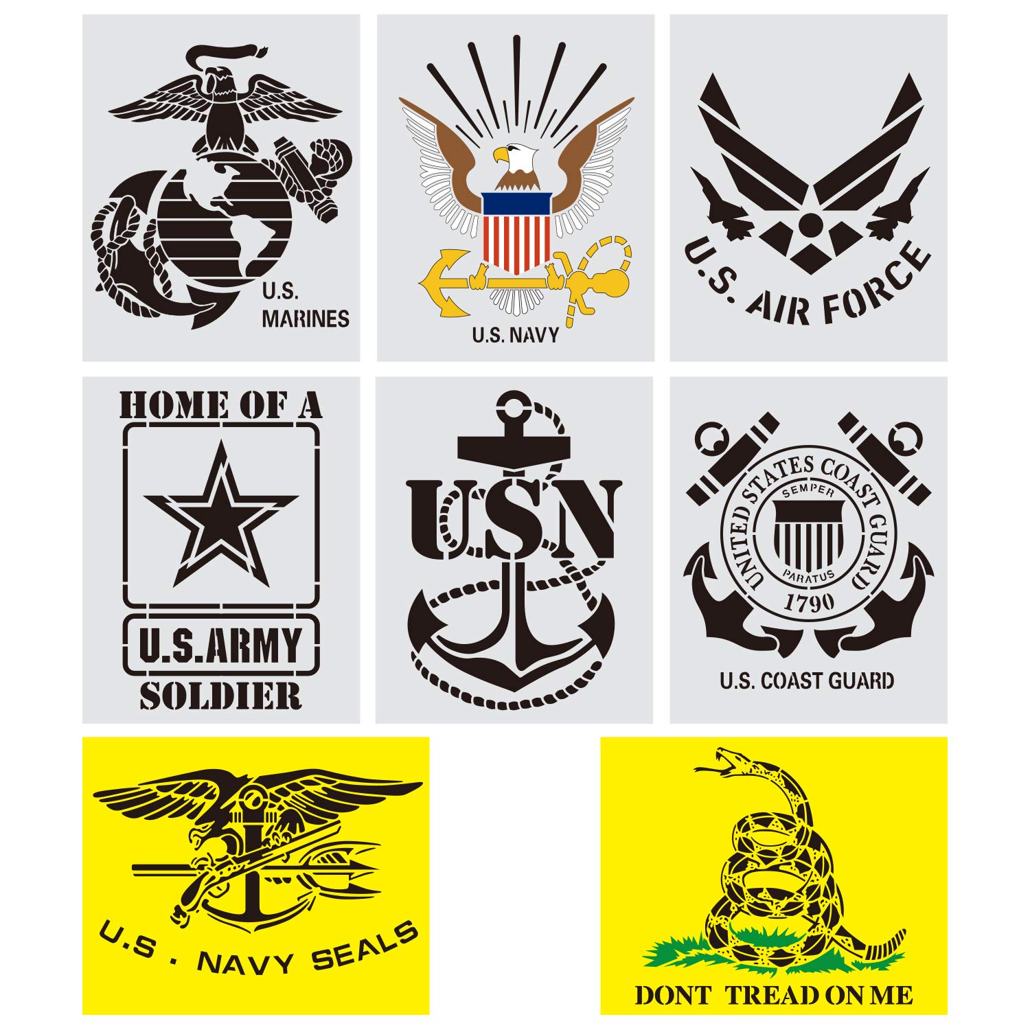 9 Pack 10 x 8 Inch American 50 Star Stencil Military Series Stencil ...
