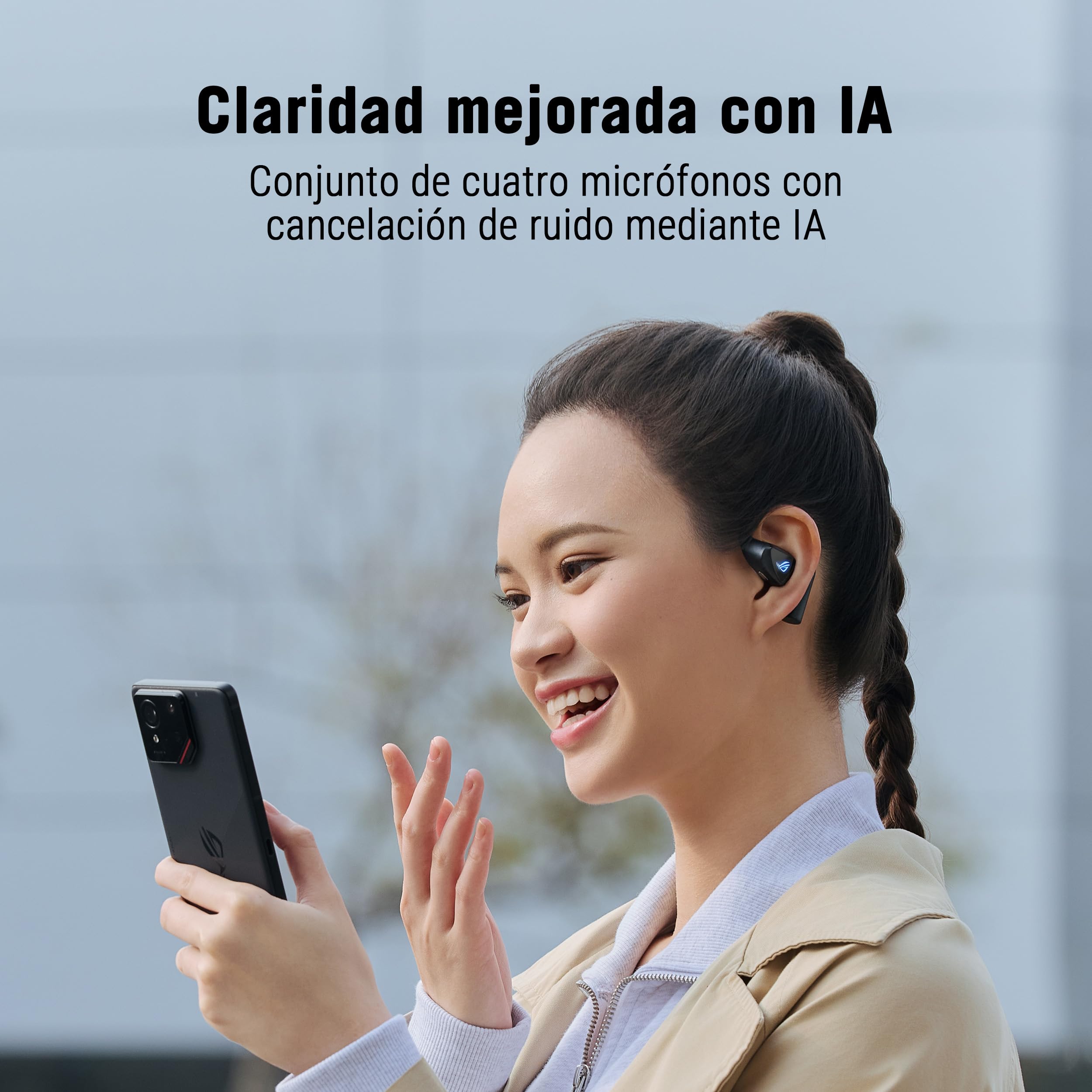 ASUS ROG Cetra Open Wireless - Auriculares Gaming (2,4 GHz y BT, ROG SpeedNova, Controladores de diafragma Recubiertos de DLC de 14,2 mm, cancelación de Ruido IA, 16 h de reproducción, IPX5) - Negro