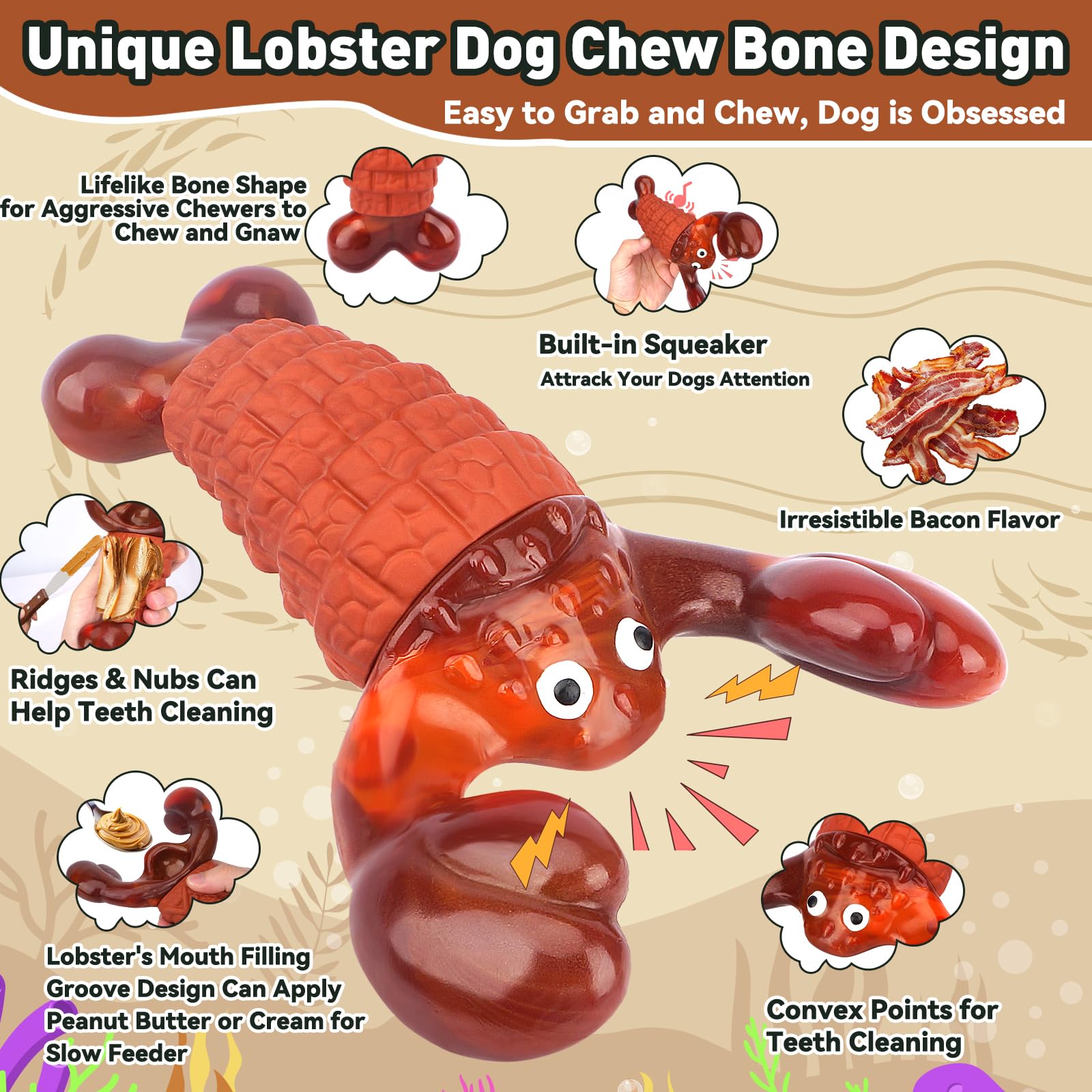 Juguetes para perros para masticadores agresivos, juguetes interactivos para perros grandes, juguetes chirriantes indestructibles para mantenerlos ocupados, juguetes resistentes para perros de raza