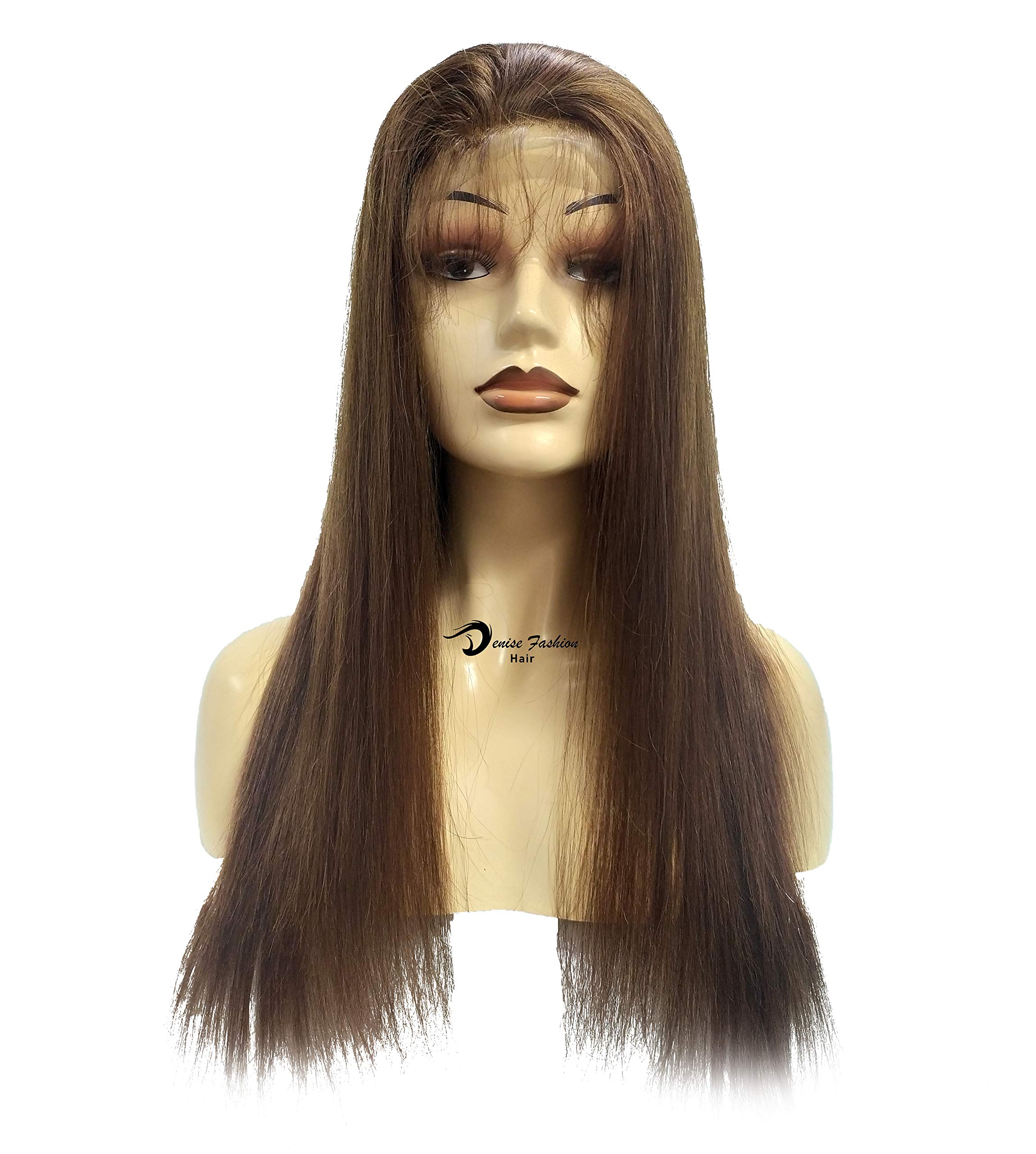 Denise Front Lace Long Human Hair Wigs Orange Brown Color Straight Hairline | Italian Hair Wigs for Women