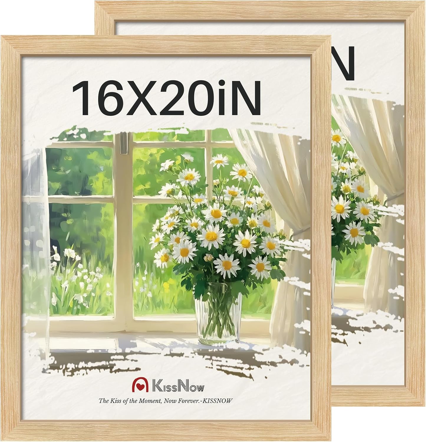 16x20 Picture Frame 2 Pack, Natural Oak Wood, Wall Gallery Poster Frame 2-Pack Natural Oak 16x20