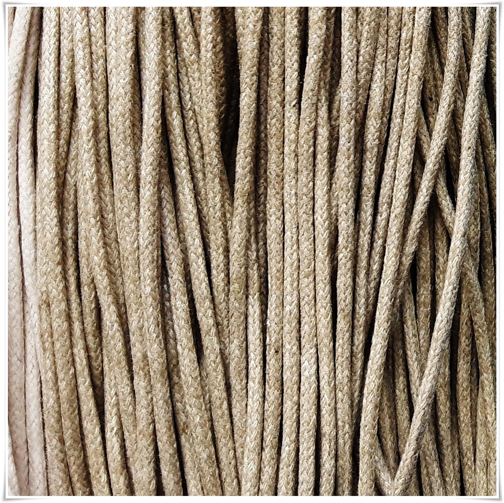 2mm x 18m Waxed Cotton Cord for Jewellery Craft Making Bracelet Necklace String,Seller Uk (Tan)