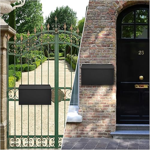 Vista 15 de KYODOLED - Buzón de pared, buzón de correo de gran capacidad, buzón de metal galvanizado a prueba de óxido, buzones para exteriores, 15.75 x 9.44 x