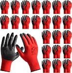 24 Paires Gants de jardinage pour hommes femmes en caoutchouc respirant Gants du jardin de construction Gants pour hommes de travail de sécurité