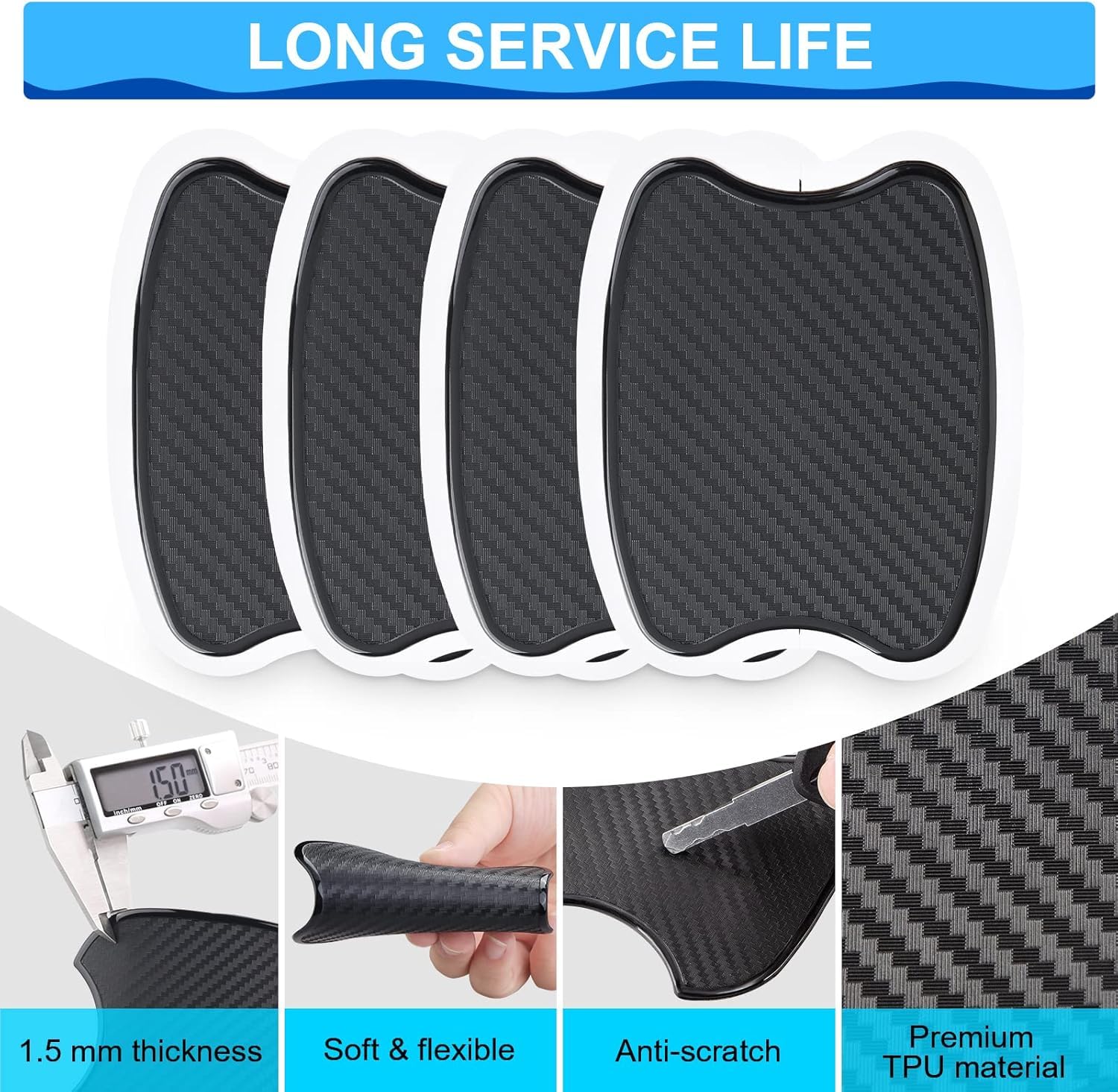 Protection Poignee Porte De Voiture 3D Anti-Rayures Autocollant Pour